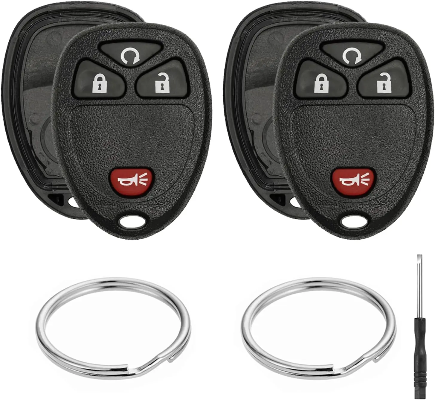 2 Pack 4 Button Key Fob Case Replacement Compatible with Chevy Silverado, Avalanche, Equinox, Traverse, GMC Sierra, Yukon, Acadia, Buick Enclave 2007–2016 Keyless Entry Remote Shell