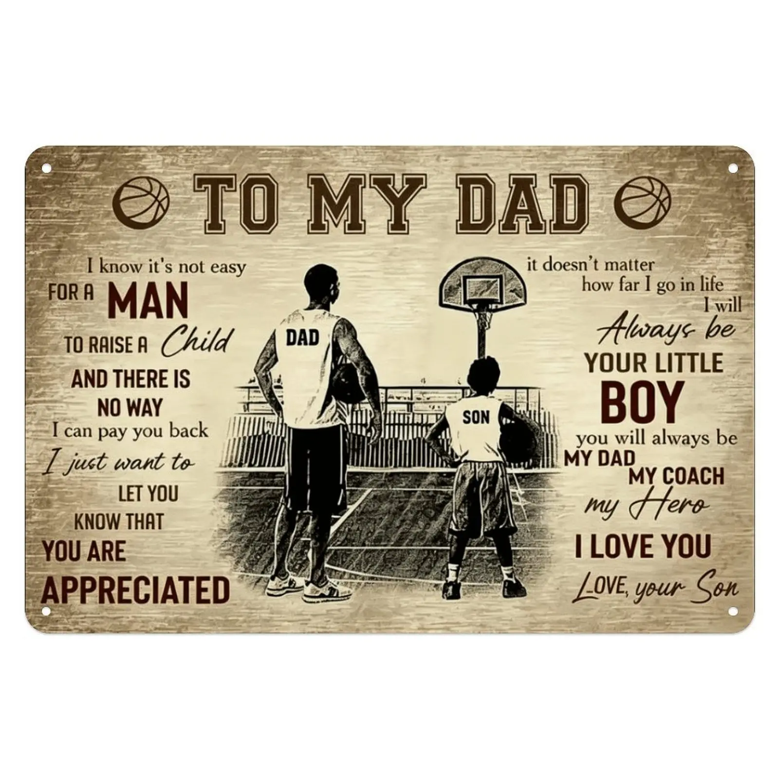 Personalized Basketball Dad Wall Art, To My Dad, I LoveYou Poster, Perfect Father Day And Birthday Gift Decor Painting