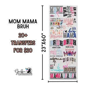 Mom Mama Bruh | Dollar Deals DTF Transfer Gang Sheet For Graphic Tees