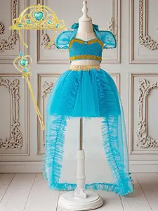 Princess Jasmine Role-playing Princess Dress, Toddler Girl's Tutu Dress with Accessories, Birthday Party Costume, Kids Clothes for Daily Wear