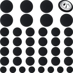 40 Pcs Black Buttons, Fabric Cloth Covered with Metal Shank Round Button Tuxedo Suit Vintage Black Coat Sewing Buckle Jacket Coat Blouse Jeans Dress Bridal Gowns Buttons(18mm/15mm/10mm)