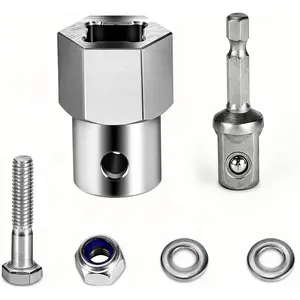 Upgraded 304 Stainless Steel Trailer Jack Drill Adapter - Cordless Drill Adapter Kit with 1/2 Inch Socket Adapter Bit, Universal Replacement for Top Wind Trailer Jack Crank Handle