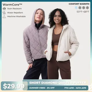PUFFIT WarmCore Premium Hooded Lightweight Quilted Jacket,Lady 4D Multi-faceted Three-dimensional Cutting Shoulder And Sleeve Design Adapts to Modern Diverse Lifestyles,Simple Slimming Without Bulk Coat Spring,Dog Walking,School Running,Football Mum