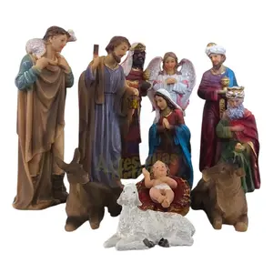 Beautiful Resin Nativity Set 11 Pieces 5 Inches Tall Decor Religious Ornaments Decoration ChristmasDecorations/Nacimiento De Resina De 11 Pieces De 5 Pulgadas De Alto