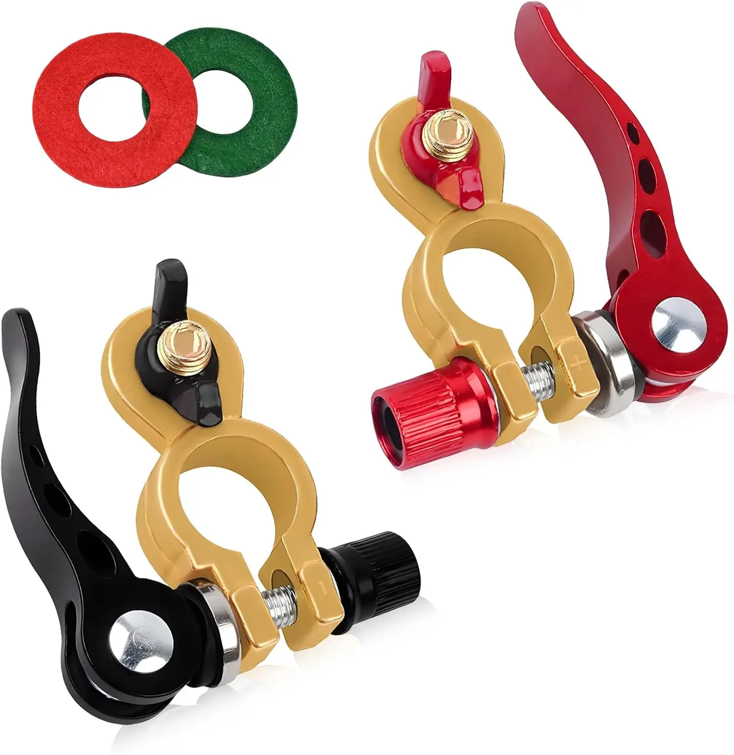 2 PCS Battery Terminal Connectors, Quick Release Auto Battery Cable Ends with Anti-Corrosion Pad, Pure Copper Batteries Terminal Clamps for Cars Trucks Caravans Boats