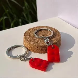 Heart Keychain Brick Matching Couple Heart Keychain for Boyfriend Girlfriend Valentines Day Stuff Him Friends Love Set Gifts