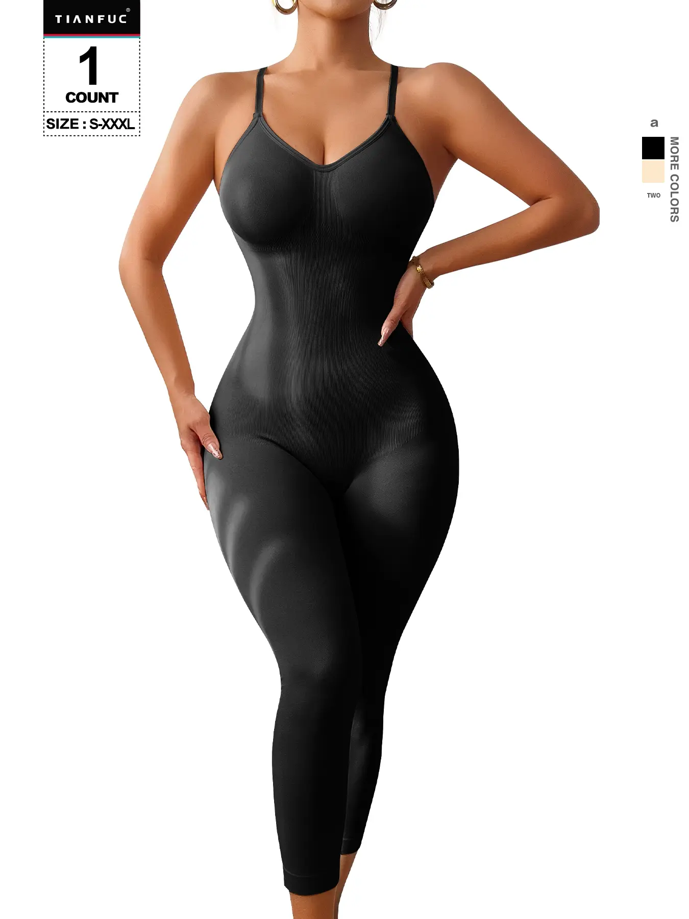 Women's Plain Spaghetti Strap Slimming Shaping Compression Bodysuit Shapewear, Long Pants Style, Abdominal Control, Casual All-Season Wear, Moderate Fabric Thickness, Underwear