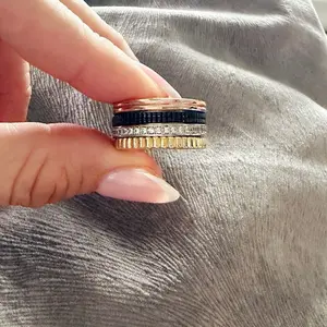 Iconic's Ring - Elegant Multi-Color Stackable Design with Rhinestones and Black Accents for Stylish Wear