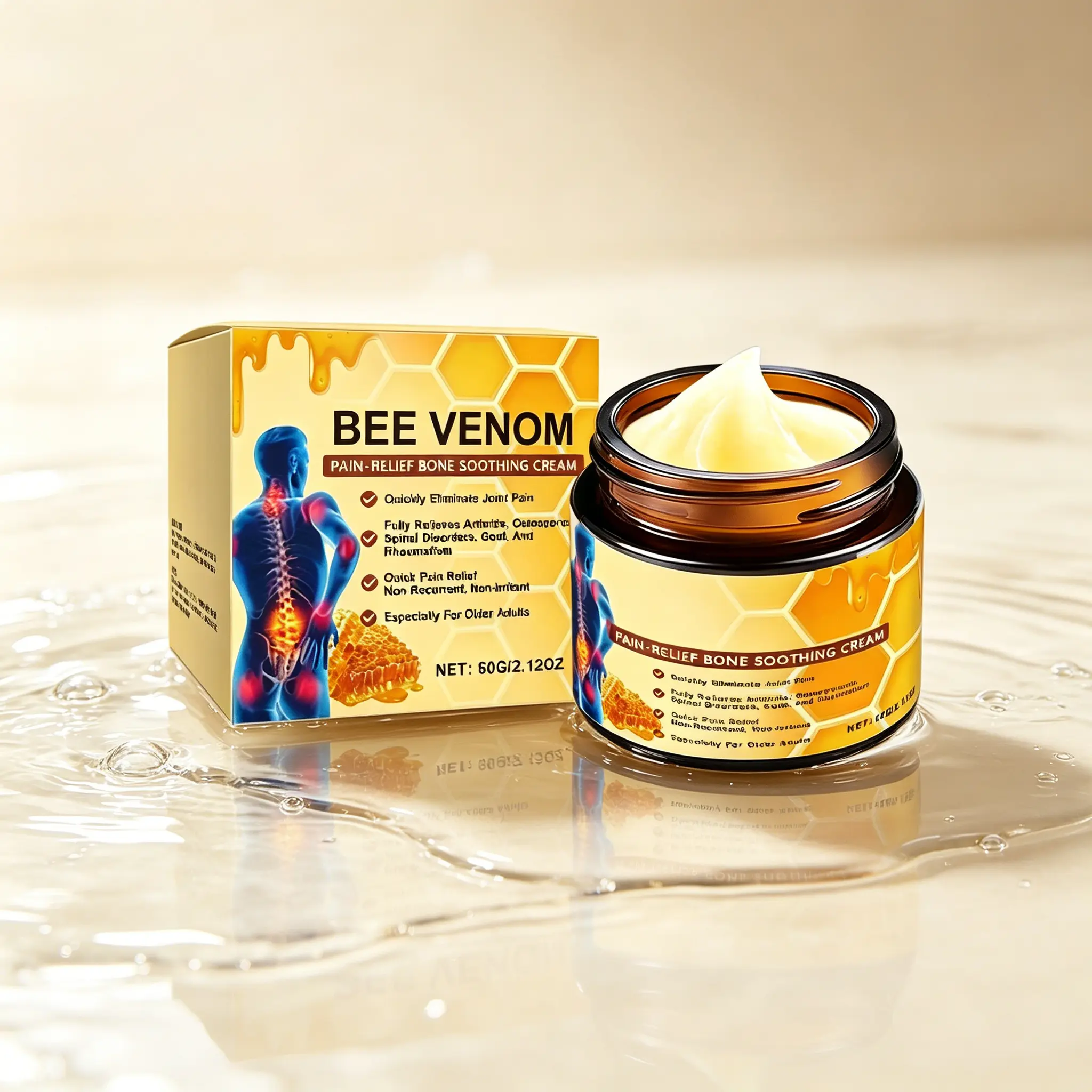 Bee Venom Comfort Body Cream 60g - Gentle Unisex Body Care Moisturizer, Natural Soothing Formula for Joints & Muscles, Daily Use for Sensitive Skin