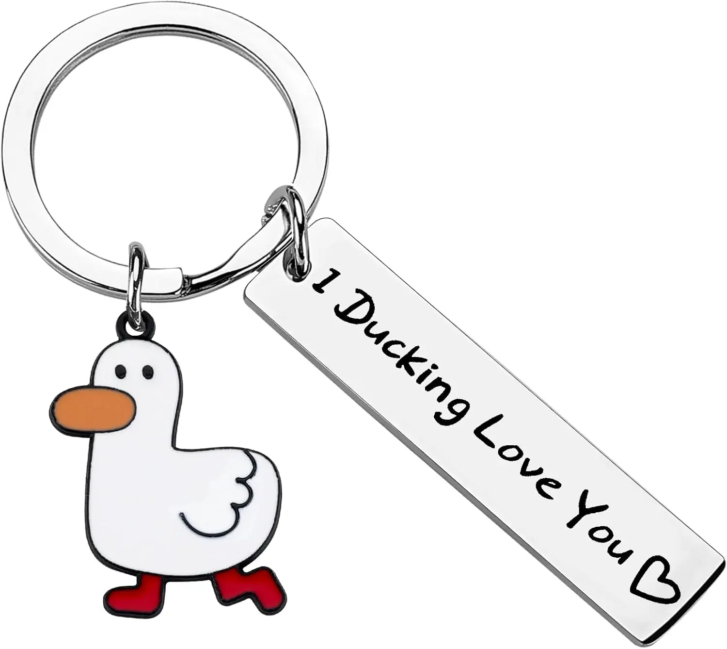 Duck Keychain for Couples Cute Keyring for Duck Lovers Funny Keychin for Car Backpack Gifts for Her Him Birthday