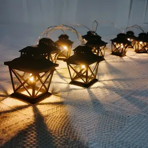 1pc LED Hollow Gazebo Retro String Lights, Holiday Party Atmosphere Indoor Decorative Light Strand, 59.06inch, 10 Bulbs