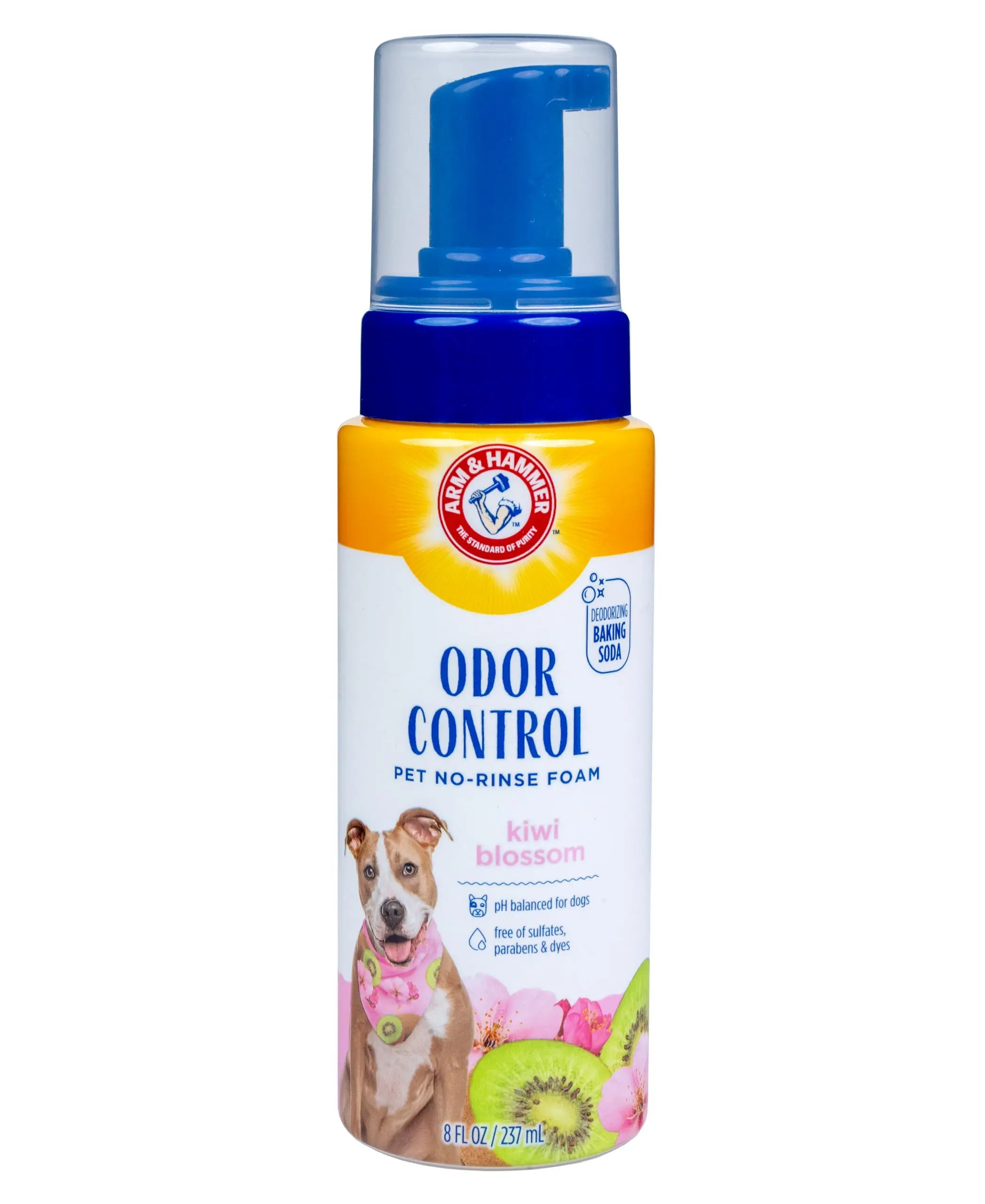 Arm & Hammer for Pets Odor Control Pet No-Rinse Foam with Baking Soda Kiwi Blossom Scent 8oz; Best Odor Eliminating Foam for Dogs and Puppies; Arm and Hammer Baking Soda Waterless Dog Deodorizer