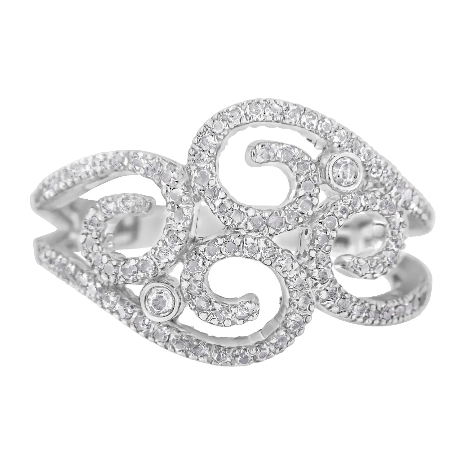 14K White Gold Round Cut Diamond Cluster Ring (1/2 cttw, SI1-SI2 Clari