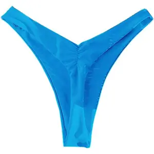 Women's Cheeky Thong Brazilian Bikini Bottoms - Sexy High Cut Leg Swimsuit Bottom Ruched Butt Bathing Suit Briefs