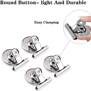 Strong Magnetic Clips for Fridge & Whiteboard, Light Fridge Magnet, Refrigerator Magnet, 1.2 Inch Stainless Steel Silver Color, Perfect Office Supplies Choice