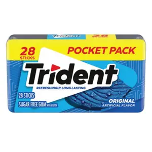 3x Trident Pocket Pack Original Sugar Free Chewing Gum - Classic Flavor Fresh Breath Mints Snack Candy 28ct