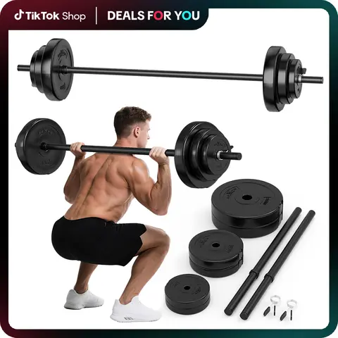 45LB Adjustable Rubber Plate Weight Set - Compatible with Barbells, Adjustable Barbell Weight Lifting, Indoor Fitness Gear, Gym Workout Sets, Muscle Training Tool, Home Gym Accessory, Quiet Strength Training Equipment
