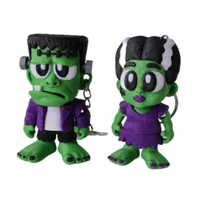 Frankenstein and Bride Keychains - Collectible Halloween Decorations with Unique Design and Durable Material