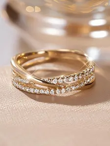 Elegant Artificial Zirconia Ring, Pave Engagement Ring, Sparkling Zircon Inlay, Women's Stackable Ring, Fashion Jewelry for Party, Daily Clothing Decor, Trendy All-match & Exquisite Jewelry for Gift, Artificial Zircon Rings