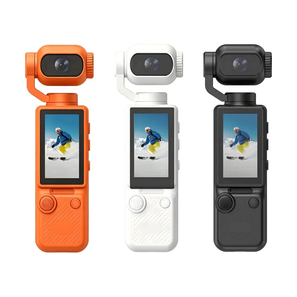 Action Camera with 3 Color Options - Orange, White, Black - Compact & Portable Design for Sports & Adventure