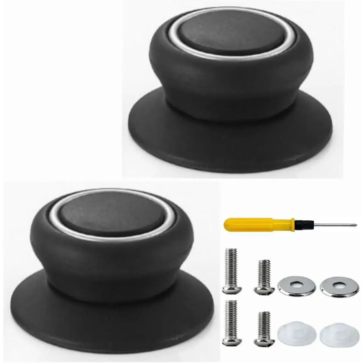 2 count Pot Lid Knobs, Kitchen Bakelite Pot Lid Handle, Universal Pot Lid Top Replacement Knob, Heat Resistant and  Static Electricity, Easy Installation for Casserole Glass Pot Lid Knob