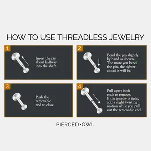 Threadless Push-In CZ Crystal with Dangling Marquise Flat Back Stud - ASTM F-136 Implant Grade Titanium