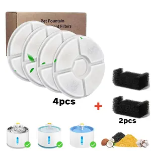 Cat Water Fountain Filter Replacement, 4/8/12pcs Round Carbon Filters Set, Automatic Pet Fountain, Multiple Filtration System