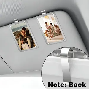 UFORU 2 PCS Vertical Car Sunshade Photo Frame Clip - Acrylic Snap Clip Universal Fit for Cars, Holds 2.36*3.54in (6*9cm) Photos, DIY Customizable Car Decor, Perfect Gift for Couples, Family, Pet Memorabilia Car Storage Organizer Car Storage Bag