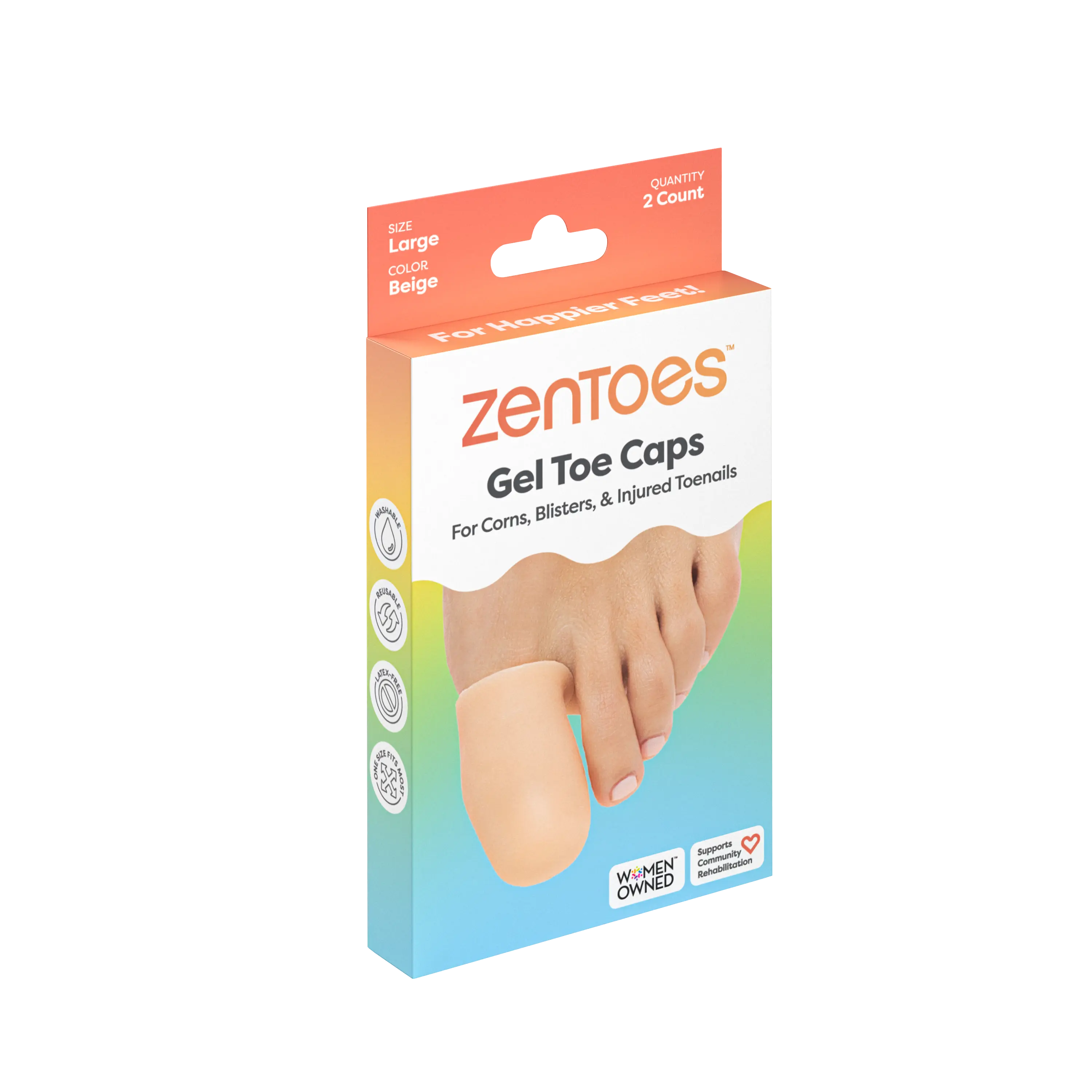 ZenToes Gel Toe Protector Caps - 2 Pack