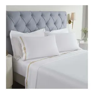 Superior Moonlawn Cotton Gold Embroidered SheetSet, Cal King