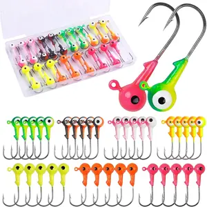 Crappie Jig Heads for Fishing,35pcs Fishing Jig  Hooks Round Ball Painted Fishing Lure Jig Heads for Crappie Bass Trout Walleye Assorted 1/32oz 1/16oz 1/8oz 1/4oz 3/8oz