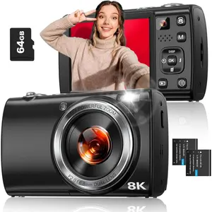 8K Digital Camerafor Photography, 88MP Autofocus Vlogging Camera for YouTube Video with Front and Rear Lens(Black)
