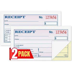 and Rent Receipt, 2-3/4 x 5-3/8 Inches, 2-Parts, Carbonless, White/Canary, 50 Sets per Book (2 Books)