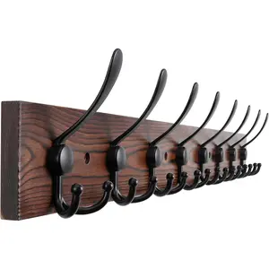 Coat Rack Wall Mount 31.5'' Coat Hanger Wall Mount Burnt Brown Coat Hooks for Wall Rustic Towel Racks for Bathroom Living Room Coat Hat Cloth