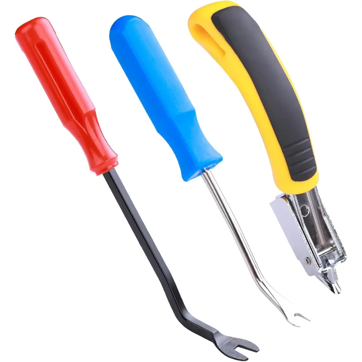 3PCS Alloy Steel Upholstery Staple Remover Set - Multi-Size Leverage Tool with Anti-Slip Handle, Tack Puller, Nail Puller, Floor Remover for Furniture, Photo Frame, Carton Use
