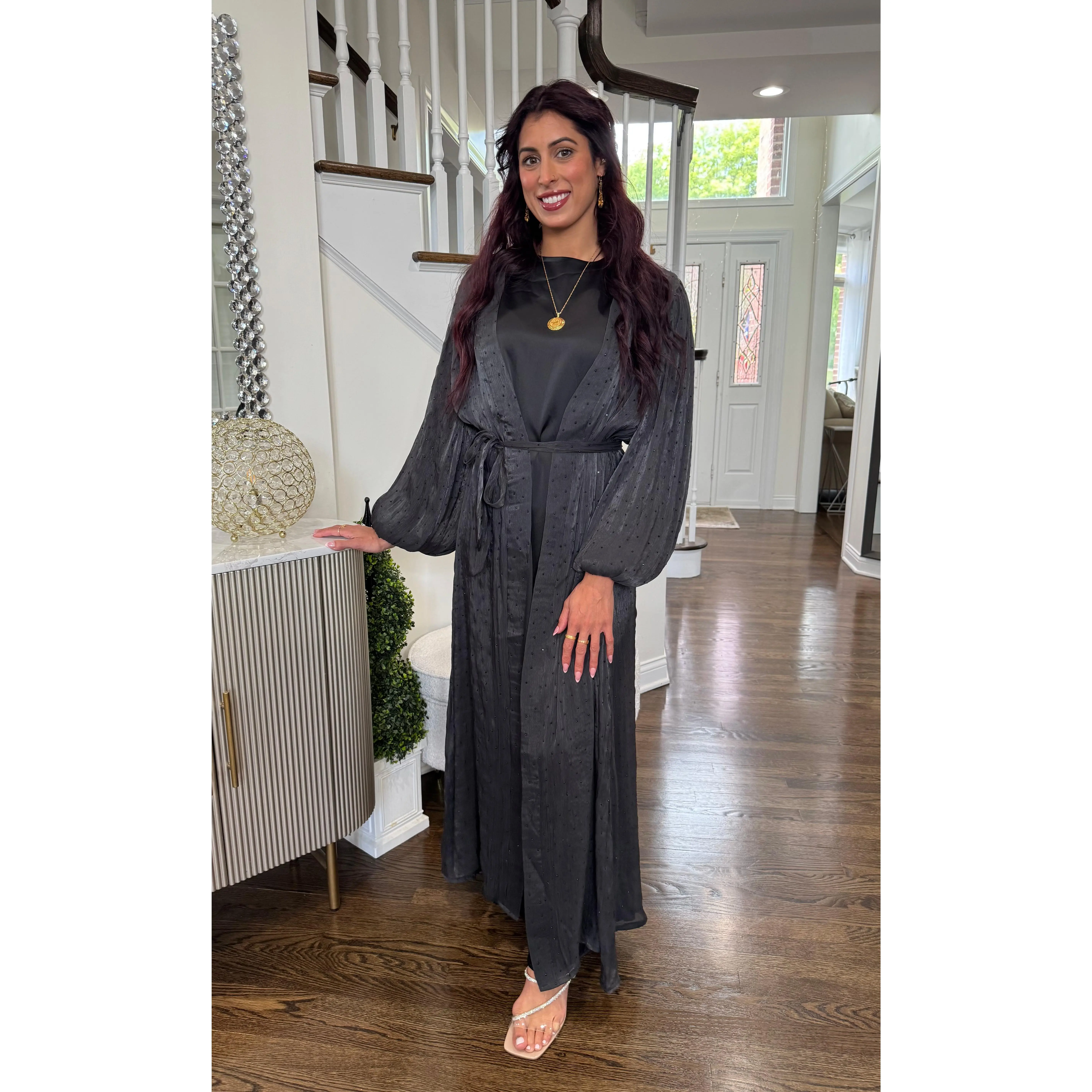 Luxurious two-piece rhinestones abaya