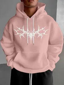 Men's Graphic Print Hoodie, Loose Casual Street Long Sleeve Hooded Sweatshirt for Fall & Winter, Men's Clothes for Daily Wear, Hot Trending Hoodies