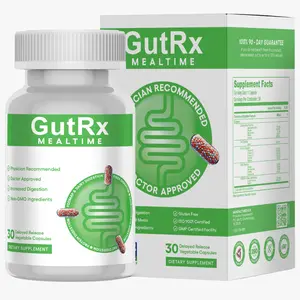 GutRx MEALTIME – Digestive Enzyme Supplement for Bloating, Gas & Food Sensitivities – Supports Carb, Fat, Protein & FODMAP Breakdown, With Alpha-Galactosidase, Protease & Lactase, 30 Capsules