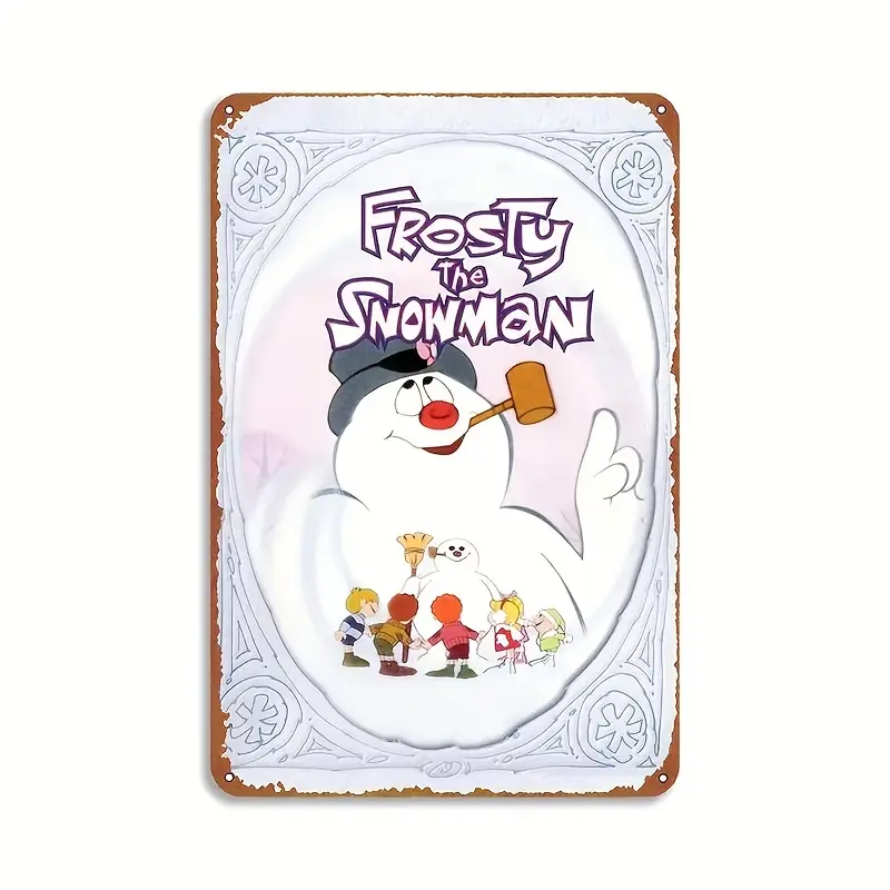 1pc Vintage "Frosty The Snowman" Metal Tin Sign, 8x12in Christmas Home Decor Plaque, Rustic Wall Art, No-Power-Needed Wall Hanging for Living Room