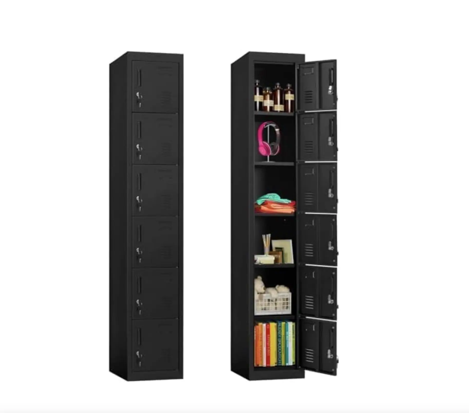 INTERGREAT 6-Door Metal Employee Lockers for Office, School & Gym,Steel Locker for Employees,Black/Grey#Summervibes