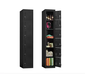 INTERGREAT 6-Door Metal Employee Lockers for Office, School & Gym,Steel Locker for Employees,Black/Grey