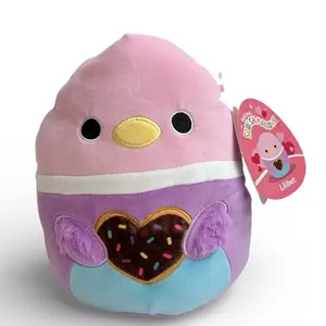 Squishmallow 2026 Lilibet the Duck with Donut 8” Valentine Plush Toy - Pink Purple Heart Design