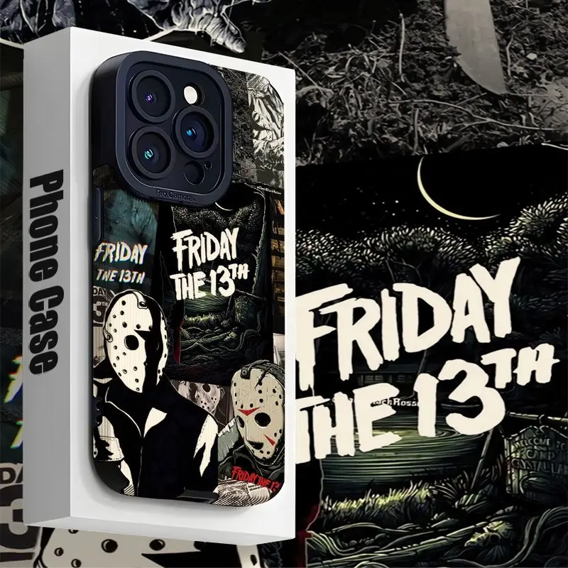 Jason Voorhees Friday the 13th Creative Design Smartphone Casing - Vertical Texture, Anti-Drop Protection, Thick Non-Slip TPU-Faux Leather Stain-Resistant Cover for iPhone 17/16/15/14/13/12/11 Pro Max Plus Air, Handheld Cellphone Devices, Accessories, Iph