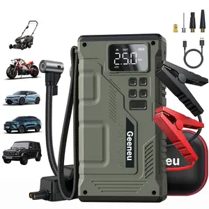 Geeneu 16800mAh Portable Car Jump Starter with 8000A Peak Current 150 PSI Turbocharged Inflation LED Light & LCD Display for Vehicle Safety & Emergency Starts Electronic Tool Cable Usb