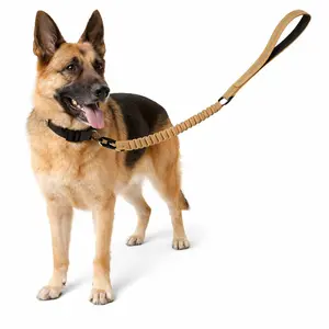 Multifunctional Dog Leash with Shock-Absorbing Bungee and Car Seat Belt Clip, Reflective Lead with Traffic Handle and Heavy-Duty Carabiner for Small Medium Large Dogs, Safety jumping harness poodle shot leash Dual LED Retractable hang on harness rope