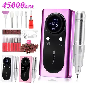 45,000 RPM Professional Nail Drill Kit with 12 Multi-Function Bits, 56 Sanding Bands, HD LCD Display, Long-Lasting Battery, and User-Friendly Design — Ideal for Home and Salon Nail Art