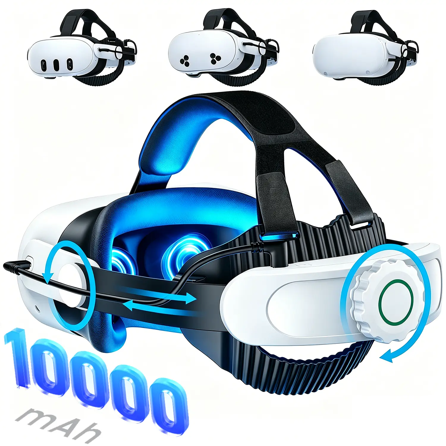 BEBONCOOL VR Head Strap for Meta Quest 2/3/3S (Quest Series Model 38) - Tool-Less Install, Cordless Adjustable Gear Knob, TPU Frame, 10000mAh Rechargeable Lithium Polymer Battery, Memory Foam Comfort, Durable Support Accessory for Work, Fitted