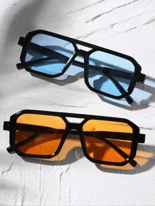 Unisex Retro Square Gradient Sunglasses Trendy Beach Eyewear Uv400 Protection, Perfect for Beach Vacation Outdoor Sports Street Photography Gift Idea