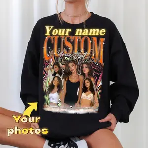 Custom Photo Bootleg Girlfriend 6 Face 90s Retro Vintage Shirt Sweatshirt, Shirt with Face on It for Boyfriend Birthday Gift, Customized Womenswear Eat Sleep Goon Repeat T-Shirt