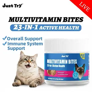 【Live Big Deal】Just Try All-in-One Cat Vitamin Bites for Overall Health Support - Cat Multivitamin with Taurine, L Lysine, Fish Oil for Immune, Heart, Vision & Skin Health - Delicious Soft Chews for Indoor Cats & Kittens